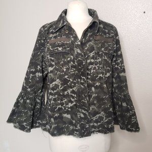 Mossimo Supply Camo Bell Sleeve Denim Jacket Large